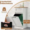 COSTWAY Wäscheschrank mit Wäschekorb & Schublade, Bad, Holz, 40x37x82cm, Weiß Bild 3