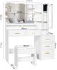 ANWBROAD Schminktisch LED-Beleuchtung Steckdosen Weiß 140x115x40cm Bild 5