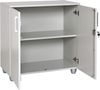 Furni24 Aktenschrank mit Schloss und Fächern – Abschließbarer Holzschrank, mit 1 verstellbaren Regalbrettern, Flügeltüren und Metallscharnieren – Grau, 80 x 80 x 40 cm Bild 2