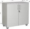 Furni24 Aktenschrank mit Schloss und Fächern – Abschließbarer Holzschrank, mit 1 verstellbaren Regalbrettern, Flügeltüren und Metallscharnieren – Grau, 80 x 80 x 40 cm Bild 3