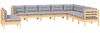 vidaXL 10-tlg. Garten-Lounge-Set mit Grauen Kissen Massivholz Kiefer 3096838 Bild 3
