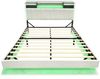 Polsterbett 160*200 mit LED-Beleuchtung und USB-Steckdose, Kopfteil mit Stauraum, Schwebebett Jugendbett Erwachsenenbett, Leinenstoff, Beige Bild 5
