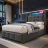 Polsterbett 90x200 cm mit LED, USB-C und Bettkasten – Einzelbett in Grau mit Lattenrost Bild 3