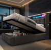 Polsterbett 90x200 cm mit LED, USB-C und Bettkasten – Einzelbett in Grau mit Lattenrost Bild 2