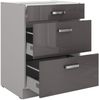 Küchen Unterschrank 60 cm Grau Hochglanz Vollauszug Soft-Close Küche Grey Bianca Bild 2