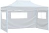 vidaXL Profi-Partyzelt Faltbar mit 3 Seitenwänden 280x410x315 cm Stahl Weiß 48899 Bild 2