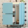 Flieks Waschtisch 61 × 46.5 × 87 cm, freistehender Badschrank mit Keramikwaschbecken, LED-Beleuchtung mit Radarsensor, 2 Schubladen, Blau Bild 2