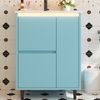 Flieks Waschtisch 61 × 46.5 × 87 cm, freistehender Badschrank mit Keramikwaschbecken, LED-Beleuchtung mit Radarsensor, 2 Schubladen, Blau Bild 4