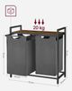 Vasagle Wäschekorb mit 2 Fächer, Metallrahmen Kamelbraun/Grau, 2x46 L / 73 x 33 x 72 cm Bild 5