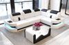 Mini Couch Como L Form in Leder - Echtleder - weiß-schwarz - Rechts Bild 2
