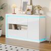 Sideboard Weiß, 140x40x84 cm mit Glastüren, LED & verstellbaren Fächern Bild 3