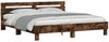 Doppelbett, Bettgestell Modernen mit Kopfteil Räuchereiche 200x200 cm Holzwerkstoff d1070e Bild 3