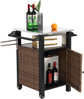 Barwagen mit Edelstahl-Tischplatte & Stauraum, 76x57x85 cm, Braun Bild 2