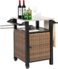Barwagen mit Edelstahl-Tischplatte & Stauraum, 76x57x85 cm, Braun Bild 4