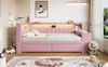 Merax Einzelbett 90 x 200cm Jugendbett mit Led und Usb, Tagesbett mit Regal, mit Schreibtisch und 2 Schubladen, Kinderbett Rosa Bild 5