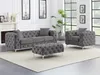Vente-unique - EDWINA Sofa and armchair set SamtStoff Grau - B 62 cm91 cm x H 44 cm76 cm x L 103 cm106 cm220 cm Bild 1