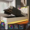 Polsterbett 90x200 cm Weiß mit 360° LED-Beleuchtung, Kopfteil mit USB Typ-C Ladefunktion & hydraulischem Stauraum,mit Matratze Bild 2