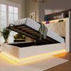 Polsterbett 90x200 cm Weiß mit 360° LED-Beleuchtung, Kopfteil mit USB Typ-C Ladefunktion & hydraulischem Stauraum,mit Matratze Bild 4