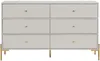 Vente-unique - MILAVIA Kommode Holz, Platte BeigeGold - B 40 cm x H 82 cm x L 140 cm Bild 3