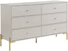 Vente-unique - MILAVIA Kommode Holz, Platte BeigeGold - B 40 cm x H 82 cm x L 140 cm Bild 2