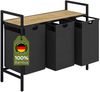 STEELSØN 'Rigil' Wäschesammler, schwarz, Wäschekorb inkl. 3 Wäschesäcke je 40 Liter aus Oxford-Gewebe, ausziehbar, Wäschebox mit Bambus-Ablagefläche Bild 1