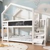 Kinder-Etagenbett "Baumhaus" 97x256x223 cm, Weiß, mit Tafel & Staufachtreppe Bild 3