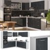 Eckküche R-Line Schwarz Beton/Weiß 247 x 60 cm AP Marmor Vicco Bild 2