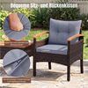 COSTWAY Balkonset, Rattan, 3tlg. 2 Sessel & Tisch, mit Sitz- & Rückenkissen Bild 3
