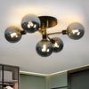 Nettlife LED Deckenleuchte Wohnzimmer 5 Flammig Glaskugeln Rauchgraues/Gold G9 Warmweiß, LED wechselbar, Warmweiß, Berstein Glaskugel,G9 Fassung Bild 5