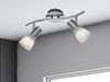 2er SET 2-flammige Deckenstrahler Silber, Glasschirme schwenkbar Breite 33cm Bild 3