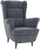 Ohrensessel | Relaxsessel | Fernsehsessel mit Hocker Dunkelgrau Samt Bild 3