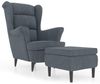 Ohrensessel | Relaxsessel | Fernsehsessel mit Hocker Dunkelgrau Samt Bild 2