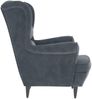 Ohrensessel | Relaxsessel | Fernsehsessel mit Hocker Dunkelgrau Samt Bild 5
