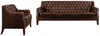 Vente-unique - COLBERT Couchgarnitur Leder Braun - B 84 cm x H 84 cm x L 138 cm194,5 cm Bild 2