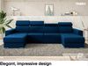 MEBLINI Schlafcouch mit Bettkasten - VOSS - 306x168x79cm - Blau Samt - Ecksofa mit Schlaffunktion - Sofa mit Relaxfunktion und Kopfstützen - Couch U-Form - Eckcouch - Wohnlandschaft Bild 2