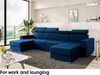 MEBLINI Schlafcouch mit Bettkasten - VOSS - 306x168x79cm - Blau Samt - Ecksofa mit Schlaffunktion - Sofa mit Relaxfunktion und Kopfstützen - Couch U-Form - Eckcouch - Wohnlandschaft Bild 3
