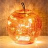 Levandeo® LED Dekolicht, LED Apfel H17cm Rosa Glas Dekolampe Timer Tischlampe Stimmungslicht Bild 2
