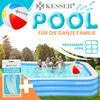 KESSER® Aufblasbarer Pool Familienpool für Kinder und Erwachsene Gartenschwimmbad Familienschwimmbad Sommer Planschbecken Füllmenge Kinderfreundlich Entwässerungslöcher Hellblau, 3 Meter Bild 2