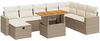 vidaXL 9-tlg. Garten-Sofagarnitur mit Kissen Beige Poly Rattan Akazie 3328017 Bild 2