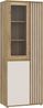 Forte ELISTON Vitrine 70 80, moderner Schrank mit Lamellendesign, 3-türig, Wohn-/Schlafzimmer, Mauvella Eiche Holzdekor|Kashmir Beige, 74 cm breit x 200,1 cm hoch x 41,5 cm tief Bild 3