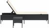 vidaXL Sonnenliege mit Tisch und Auflage Schwarz Poly-Rattan 4002728 Bild 5
