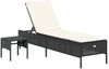 vidaXL Sonnenliege mit Tisch und Auflage Schwarz Poly-Rattan 4002728 Bild 2