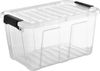 plast team Aufbewahrungsbox HOME BOX 30 Liter transparent Box mit Deckel Material: PP mit schwarzen Clipver - 1 Stück (22320803) Bild 1