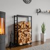 Kaminholzregal innen Metall SATLO - mit Rollen Brennholzregal innen Kaminholzständer Kaminholzhalter Feuerholzregal Innen Schwarz, 25x60x125cm Bild 4