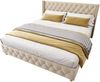 Polsterbett 180×200 cm aus Samt-Stoff mit Lattenrost, hellbeige Bild 5