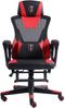 Gaming Stuhl im modernen Racing-Design mit einklappbarer Fußstütze - Gaming Chair mit flexiblen Armlehnen - ergonomischer Gaming Schreibtischstuhl mit extra Stützkissen Schwarz/Rot Bild 3