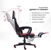 Gaming Stuhl im modernen Racing-Design mit einklappbarer Fußstütze - Gaming Chair mit flexiblen Armlehnen - ergonomischer Gaming Schreibtischstuhl mit extra Stützkissen Schwarz/Rot Bild 4