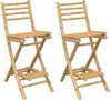 vidaXL Outdoor-Barhocker mit Fußstützen 2 Stk. Klappbar Bambus 4108228 Bild 2