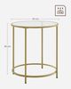 VASAGLE Beistelltisch rund, 2er Set, Kleiner Couchtisch, Glastisch mit Metallgestell, Nachttisch, Sofatisch, Balkon, Hartglas, goldfarben LCT631B01 Bild 2