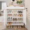 Merax Schuhschrank mit LED 16 Farben – Platzsparender Flurschrank 80×35×105 cm mit Schubladen & Ablagen, weiß Bild 2